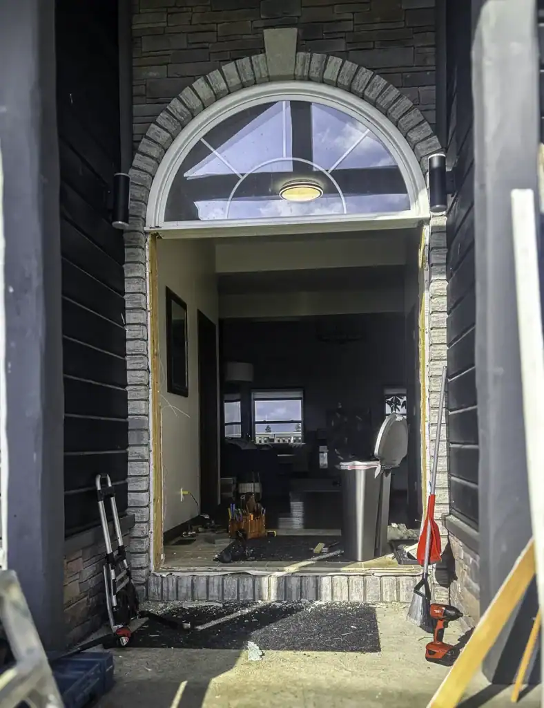 Removal of front door on a residential home