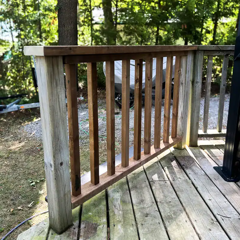 Repaired cottage deck railing