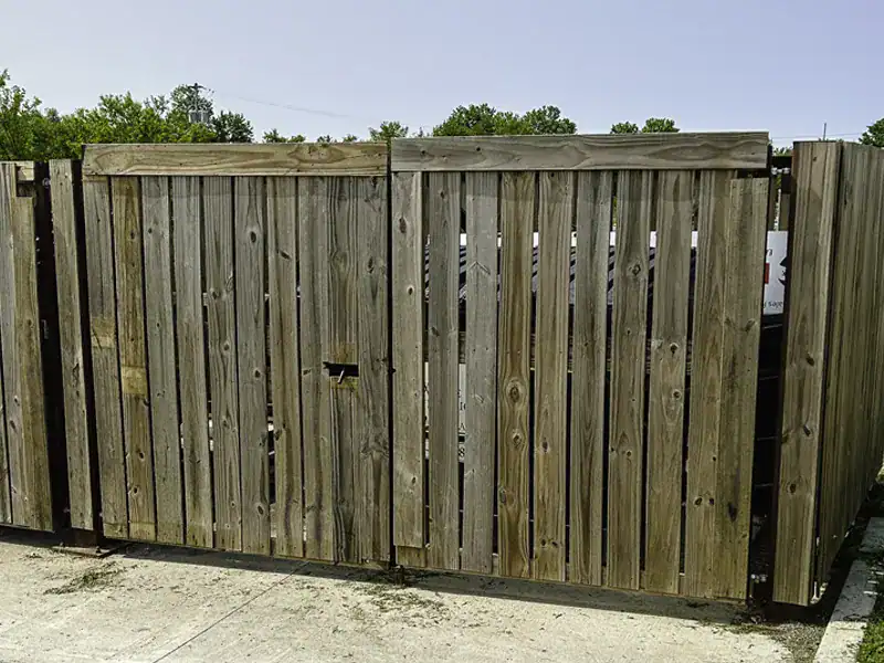 Repaired gas station gate in Norwood, Ontario