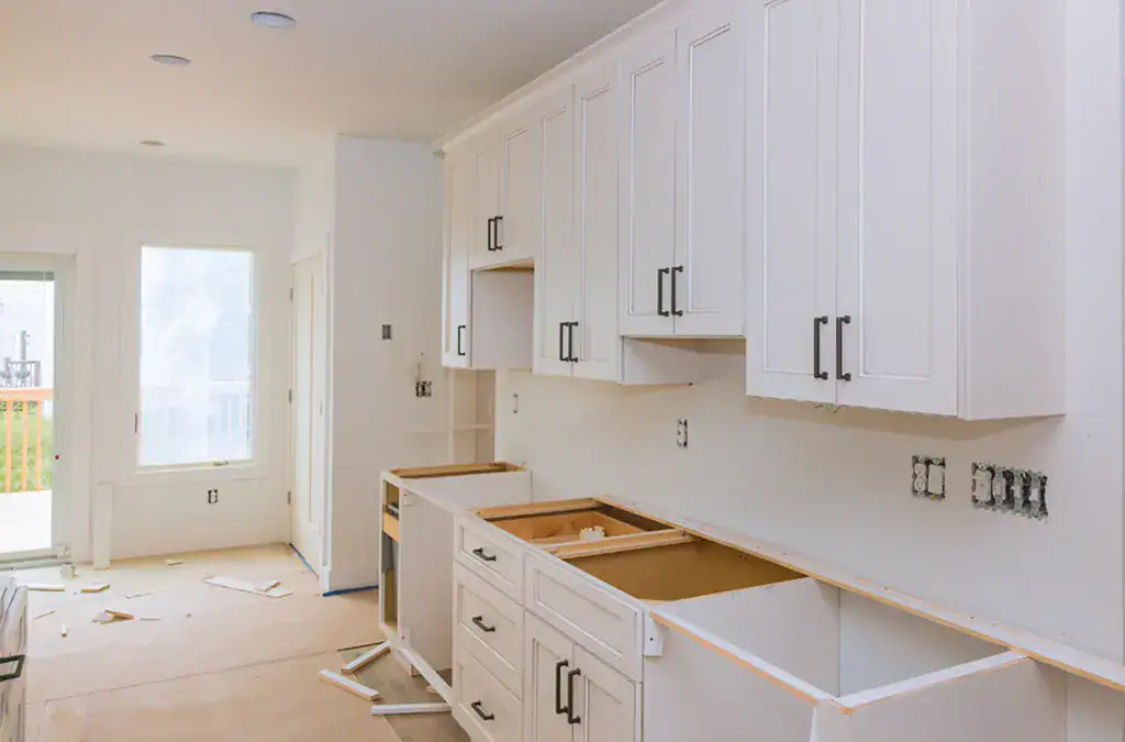 custom kitchen being installed